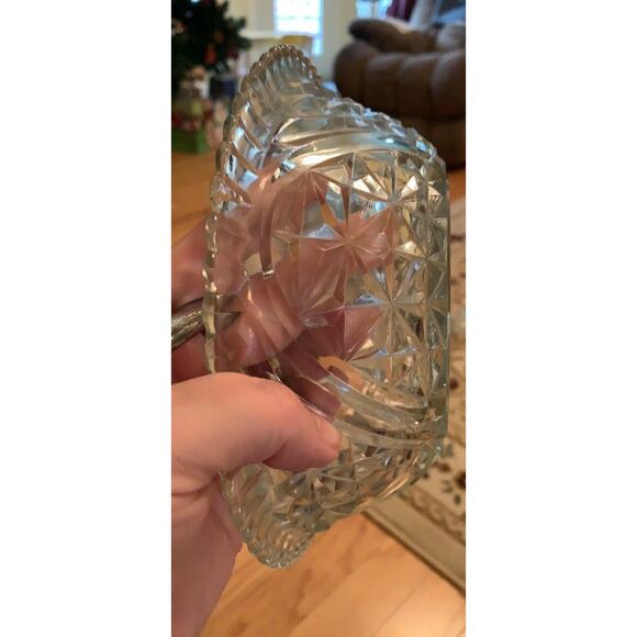 Vintage Anchor Hocking Stars and Bars Clear Prescut Pressed Glass Serving Bowl - Picture 4 of 6